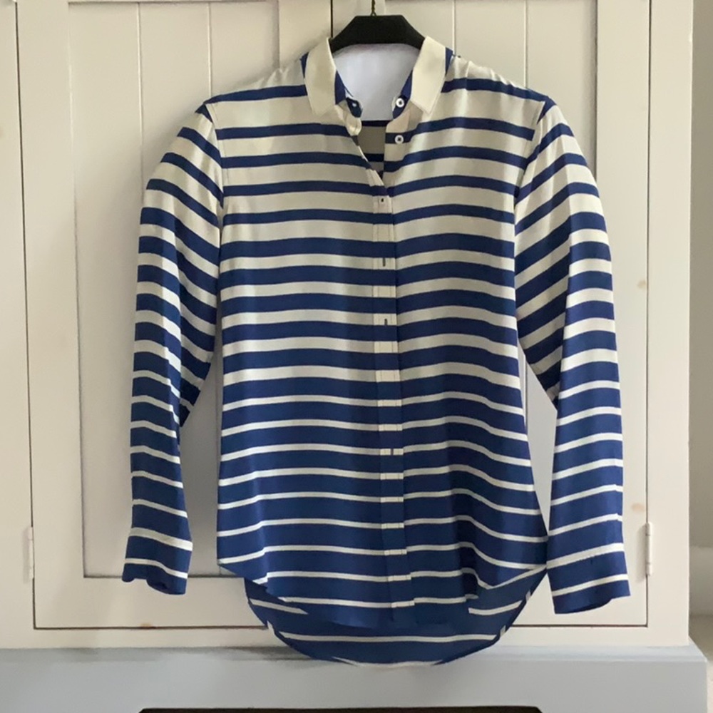 Blue and White Striped Woman’s  Blouse